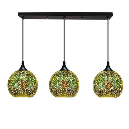 Frendorf | ElysianSpark 3D Creative LED Kronleuchter | 2/3 Lichter | Feuerwerksglas-Dome | Modernes Design | Stimmungslicht für Zuhause