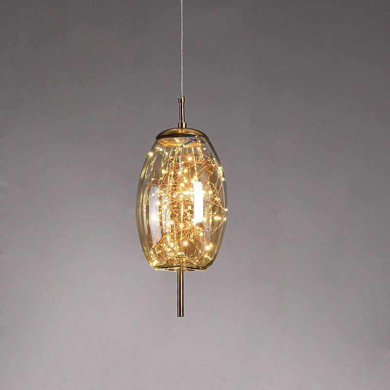 Frendorf | LumoSphere Nordic Pendelleuchte | Zylinder Oval Design | Glas-Lampe | Dimmbares LED Licht | Schlafzimmer & Wohnräume