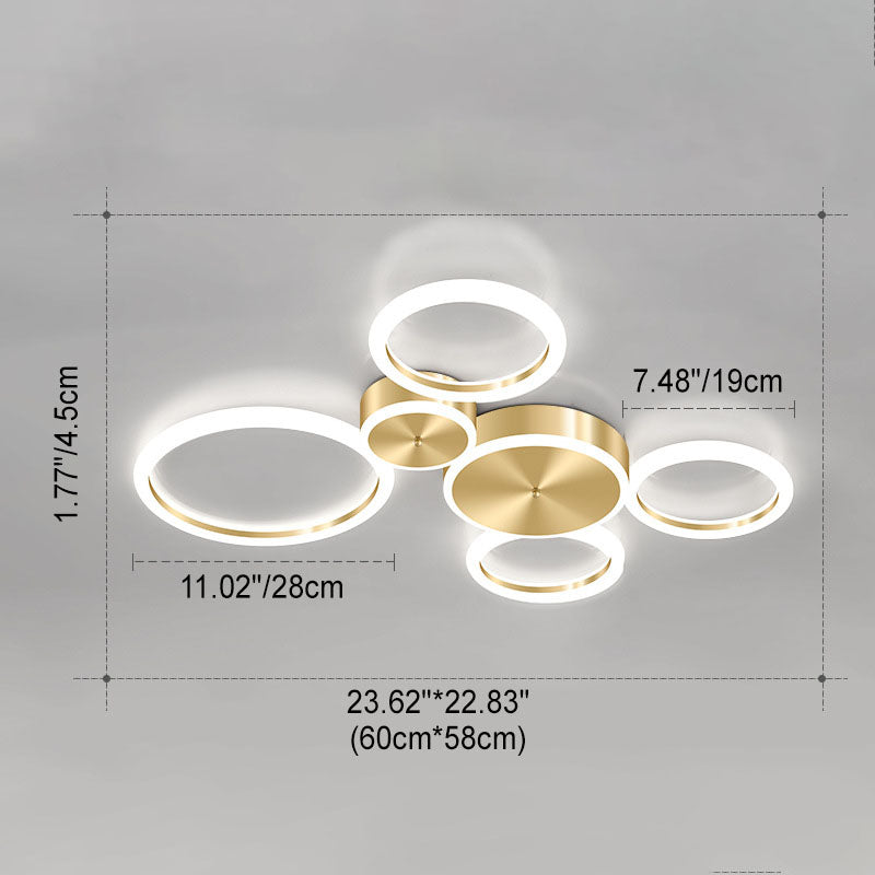 Frendorf | AurumGlow LED Deckenleuchte | Modernes Golden Circle Design | Acryl Flush Mount | Luxus Beleuchtung