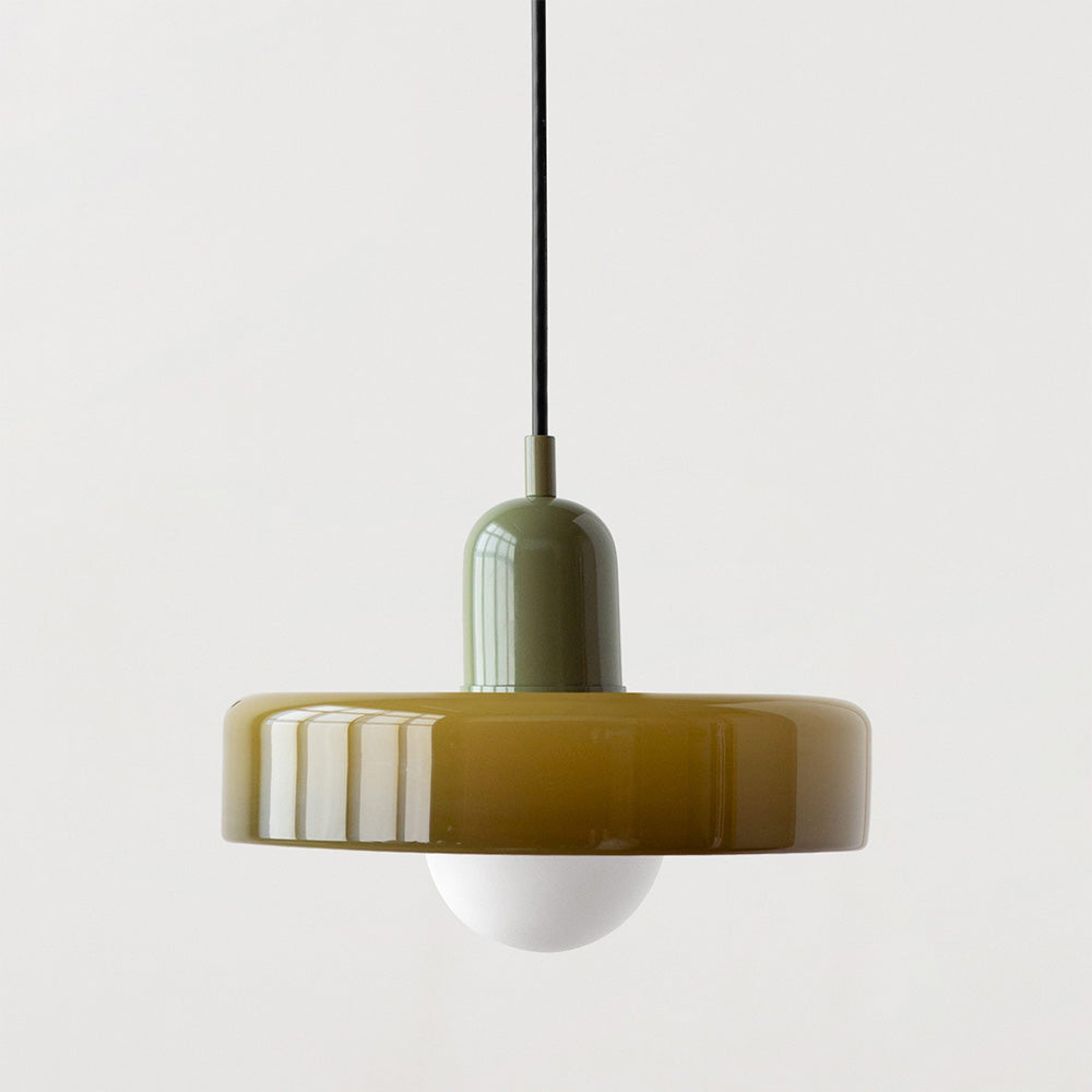 Frendorf |  Pendelleuchte aus farbigem Glas | Elegante Hängeleuchte im Bauhaus-Stil | Designlampe für Wohnzimmer & Esszimmer