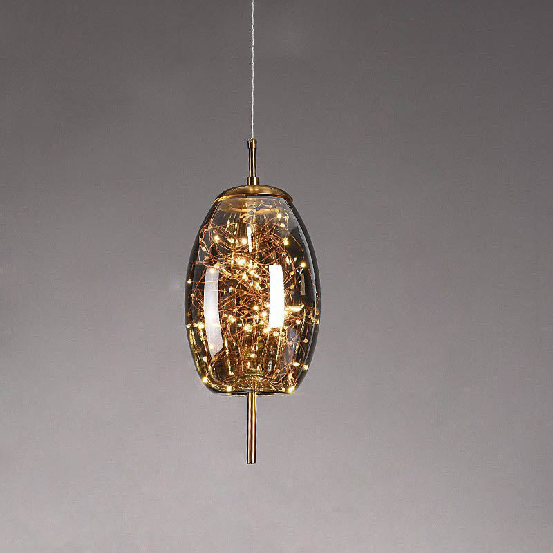 Frendorf | LumoSphere Nordic Pendelleuchte | Zylinder Oval Design | Glas-Lampe | Dimmbares LED Licht | Schlafzimmer & Wohnräume