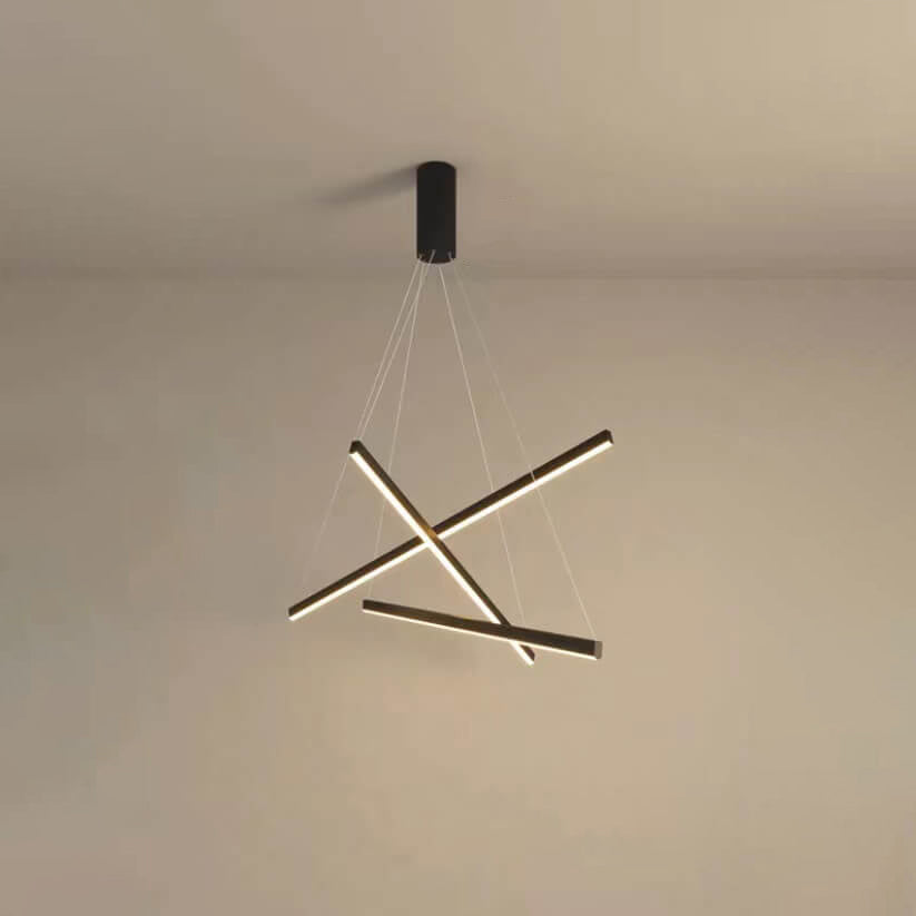 Frendorf | GeoLuma Nordic LED Kronleuchter | Geometrisches Linien-Design aus Eisen & Aluminium | 3-9 Flammen | Modern & Energieeffizient