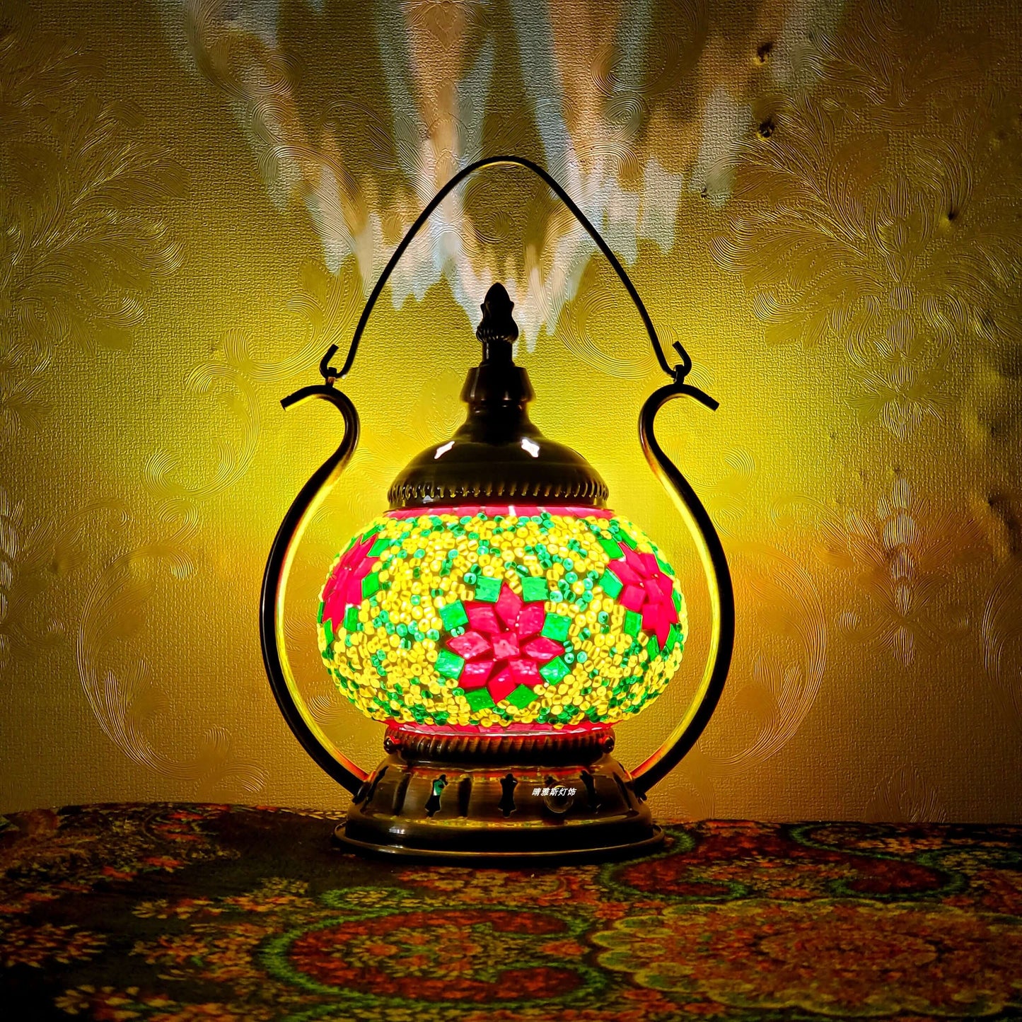 Marokkanische Buntglas runde Pot USB wiederaufladbare LED tragbare Tischlampe