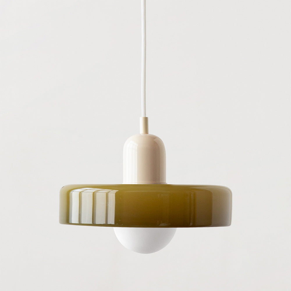 Frendorf |  Pendelleuchte aus farbigem Glas | Elegante Hängeleuchte im Bauhaus-Stil | Designlampe für Wohnzimmer & Esszimmer