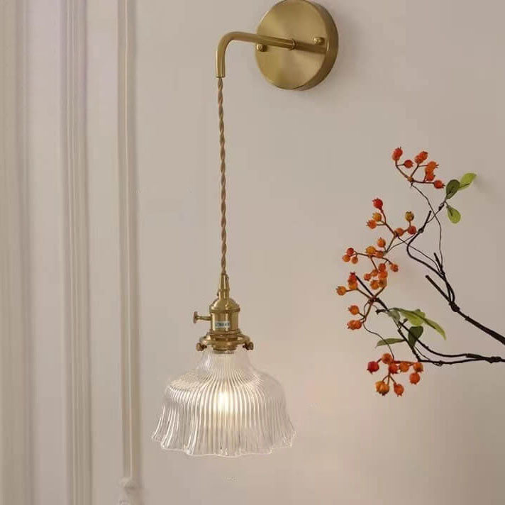 Frendorf | Florabelle Nordic Wandlampe | Minimalistisches Blütendesign | Kupfer & Glas | 1-flammig | Dekorative Beleuchtung