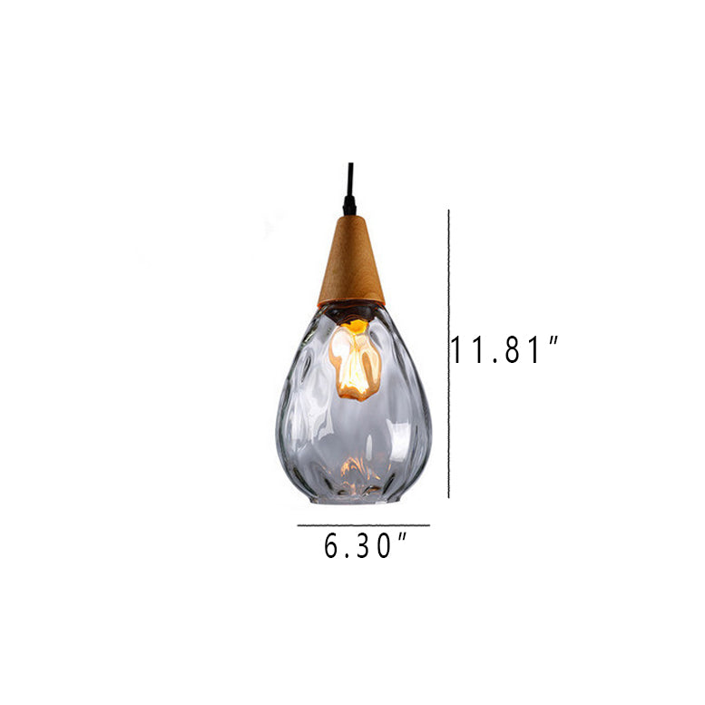Frendorf | LuxeDrift Tropfenförmige Pendelleuchte | Wasserwellen-Glas | Eleganz für modernes Wohnen