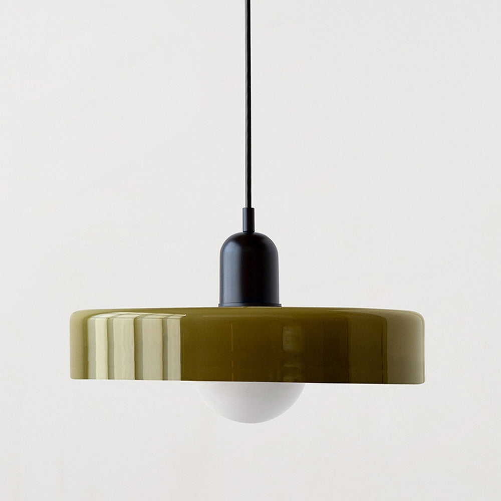 Frendorf |  Pendelleuchte aus farbigem Glas | Elegante Hängeleuchte im Bauhaus-Stil | Designlampe für Wohnzimmer & Esszimmer