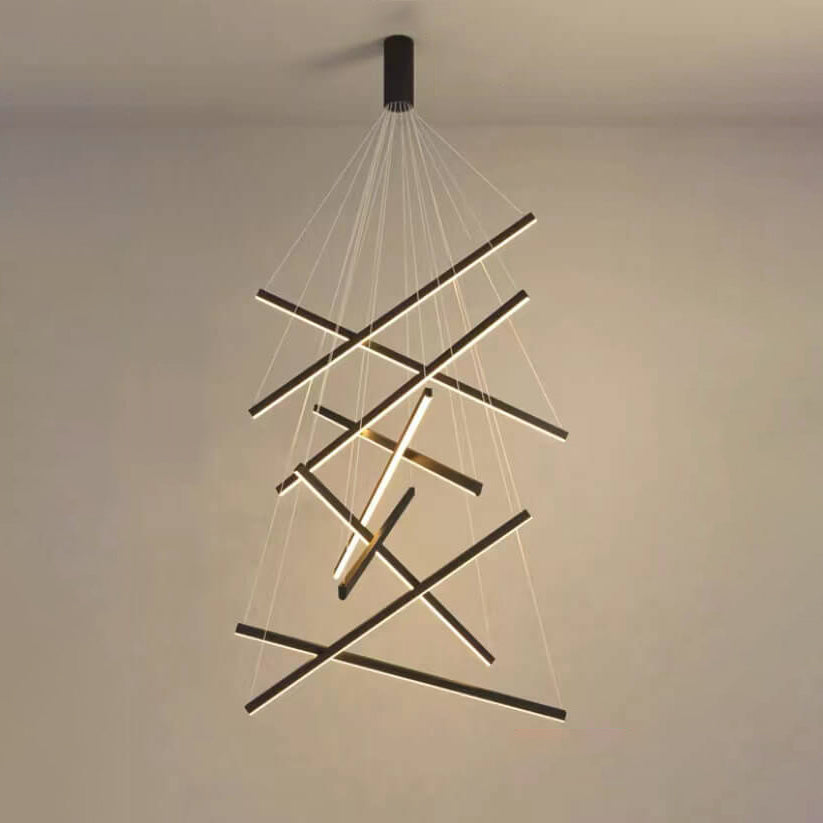 Frendorf | GeoLuma Nordic LED Kronleuchter | Geometrisches Linien-Design aus Eisen & Aluminium | 3-9 Flammen | Modern & Energieeffizient