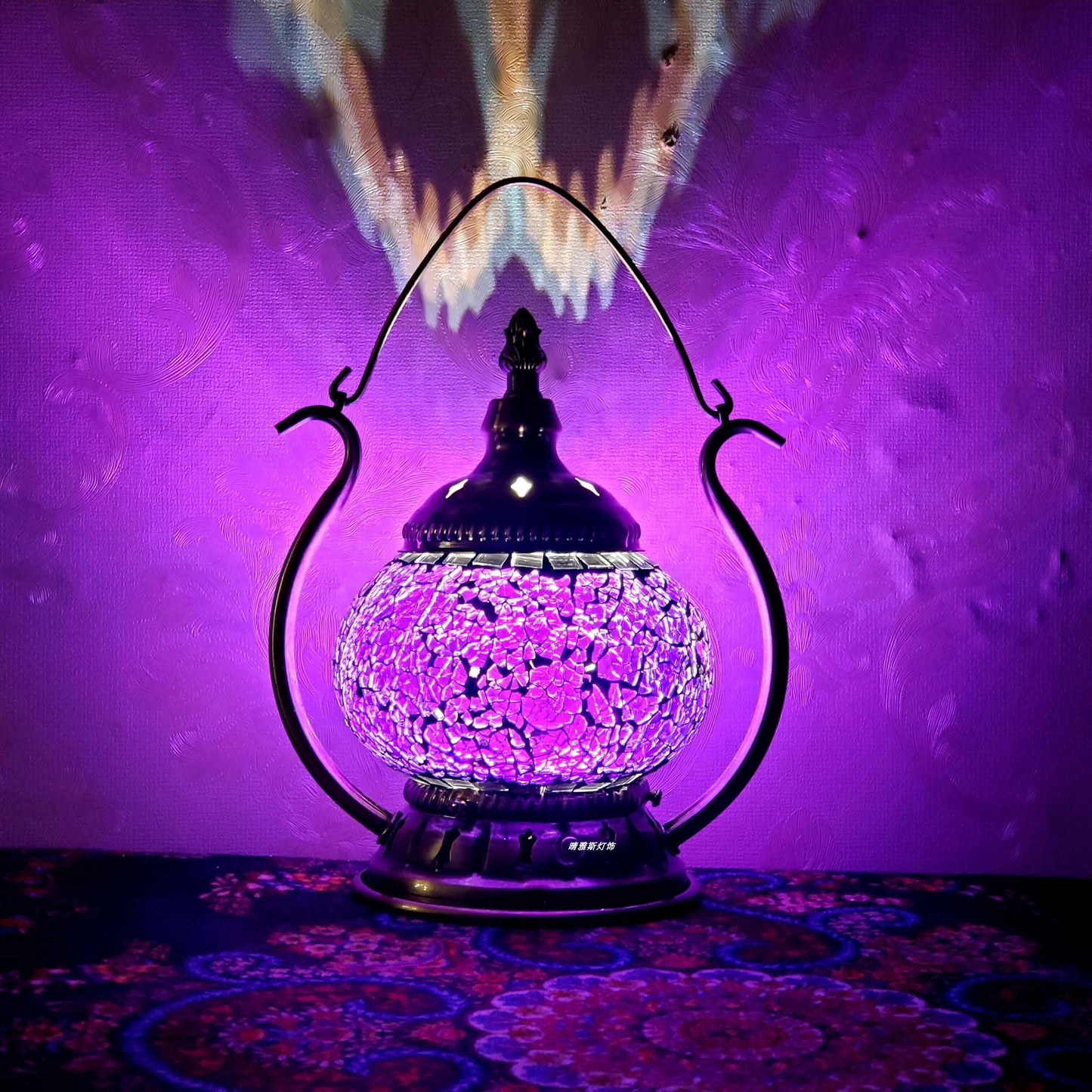 Marokkanische Buntglas runde Pot USB wiederaufladbare LED tragbare Tischlampe