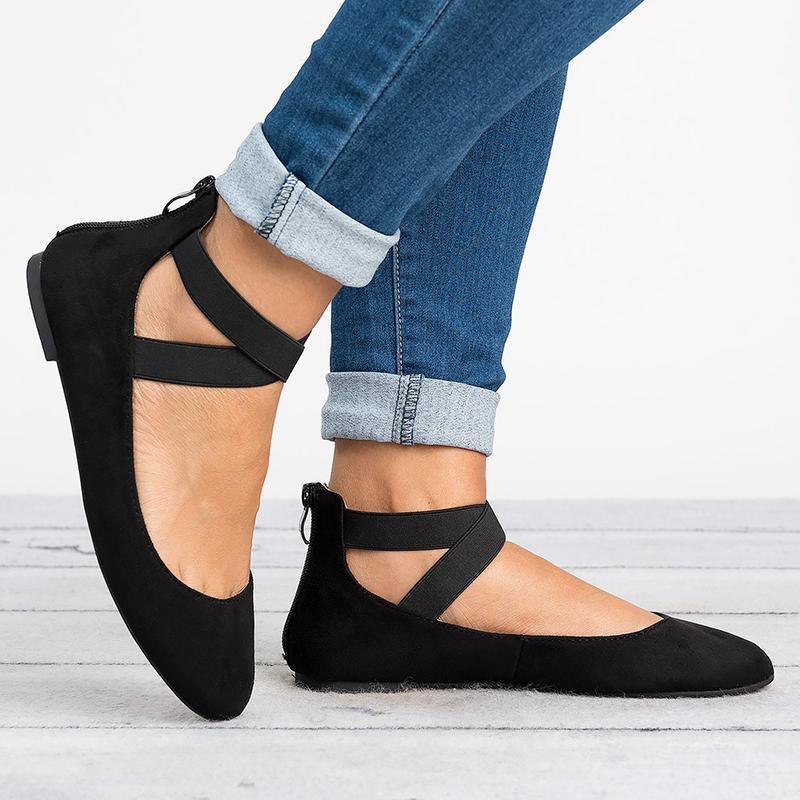 Frendorf | Frauen Pu Nubuck Flache Freizeit Ballerina Schuhe