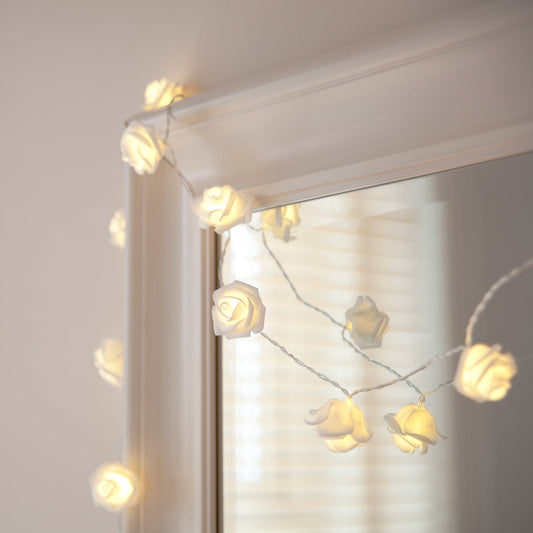 30er LED Rosen Lichterkette  warmweiß