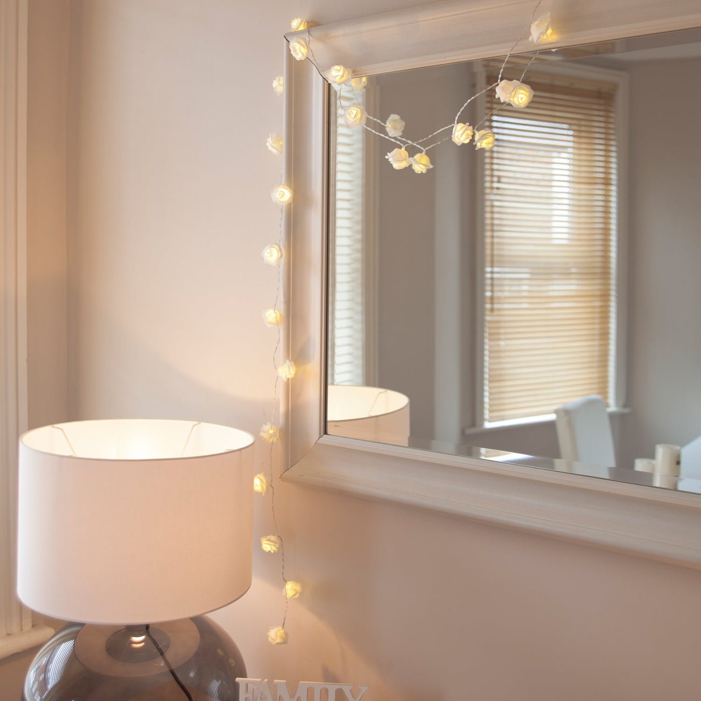 30er LED Rosen Lichterkette  warmweiß