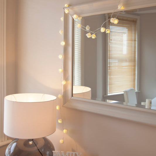 30er LED Rosen Lichterkette  warmweiß