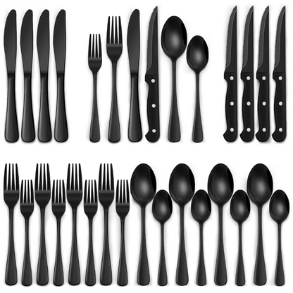 Frendorf | 24-teilige schwarze Besteckset aus Edelstahl