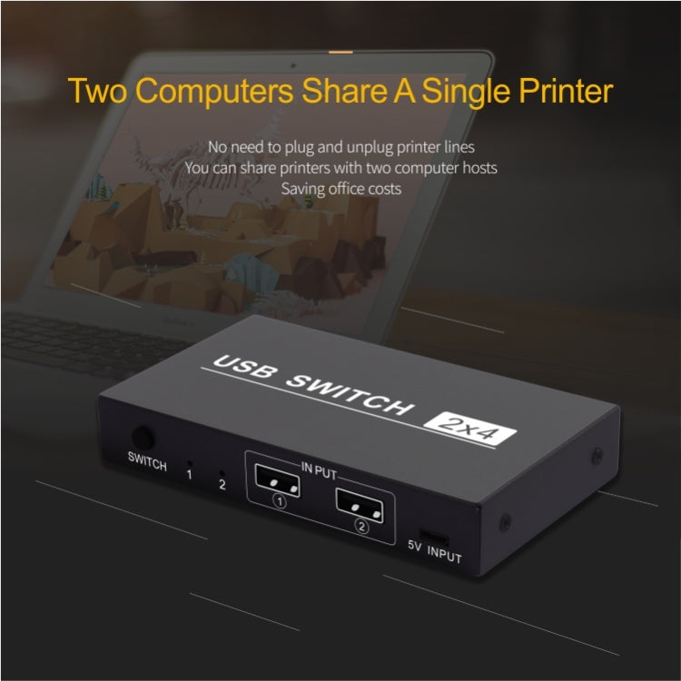 Frendorf | 2x4 USB Schalter 2 Port PCs Teilen 4 Geräte für Drucker Tastatur Maus Monitor