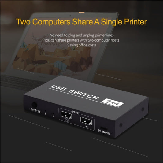 Frendorf | 2x4 USB Schalter 2 Port PCs Teilen 4 Geräte für Drucker Tastatur Maus Monitor