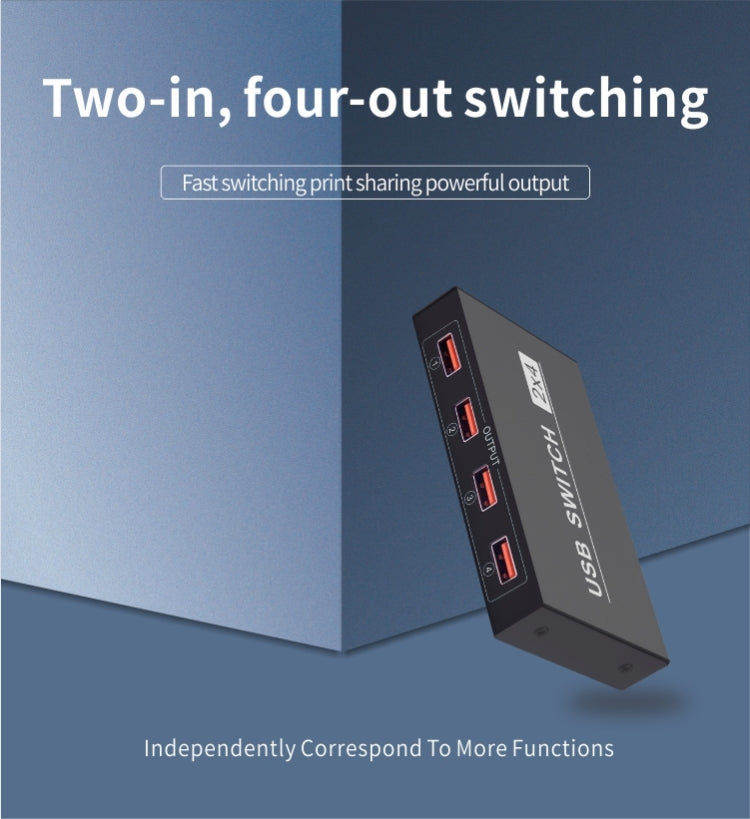 Frendorf | 2x4 USB Schalter 2 Port PCs Teilen 4 Geräte für Drucker Tastatur Maus Monitor