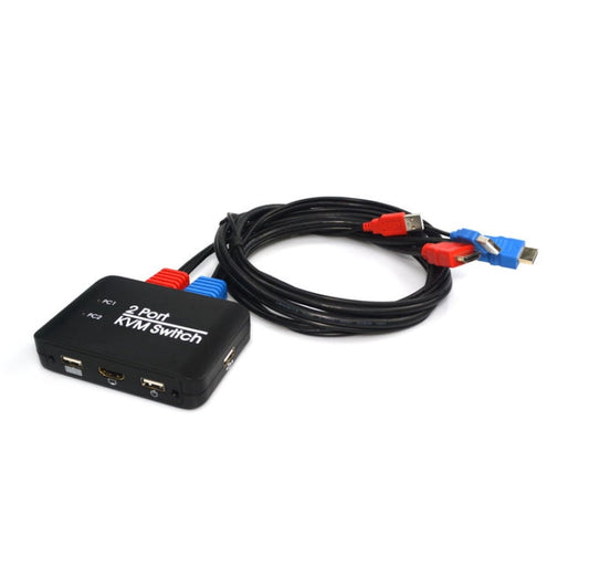 Frendorf | 2 Ports USB HDMI KVM Switch Switcher mit Kabel für Monitor, Tastatur, Maus, HDMI Switch, Unterstützt U-Disk Lesen