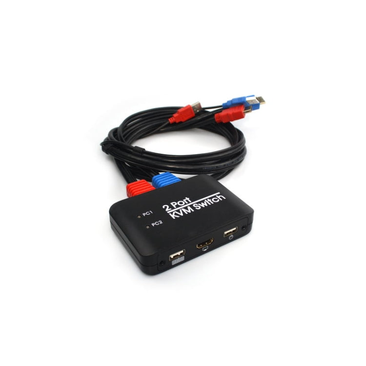 Frendorf | 2 Ports USB HDMI KVM Switch Switcher mit Kabel für Monitor, Tastatur, Maus, HDMI Switch, Unterstützt U-Disk Lesen