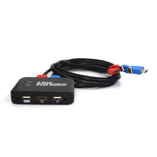 Frendorf | 2 Ports USB HDMI KVM Switch Switcher mit Kabel für Monitor, Tastatur, Maus, HDMI Switch, Unterstützt U-Disk Lesen
