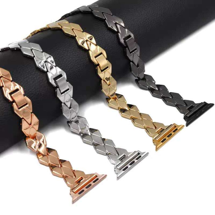 Frendorf | Für Apple Watch Series 7 41mm / 6 & SE & 5 & 4 40mm / 3 & 2 & 1 38mm Diamant Edelstahl Uhrenband (Silber)