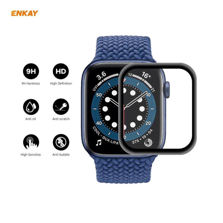Frendorf | Für Apple Watch 6/5/4/SE 44mm 5PCS ENKAY Hat-Prince 0,2mm 9H Oberflächenhärte 3D Explosionsschutz Aluminiumlegierungsrand Vollbild gehärtetes Glas Bildschirmfolie