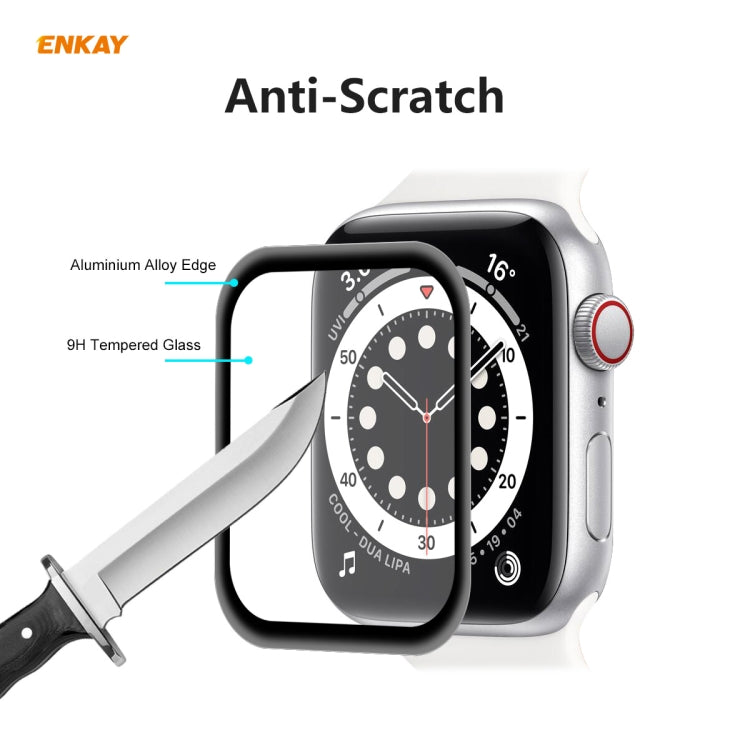 Frendorf | Für Apple Watch 6/5/4/SE 44mm 5PCS ENKAY Hat-Prince 0,2mm 9H Oberflächenhärte 3D Explosionsschutz Aluminiumlegierungsrand Vollbild gehärtetes Glas Bildschirmfolie