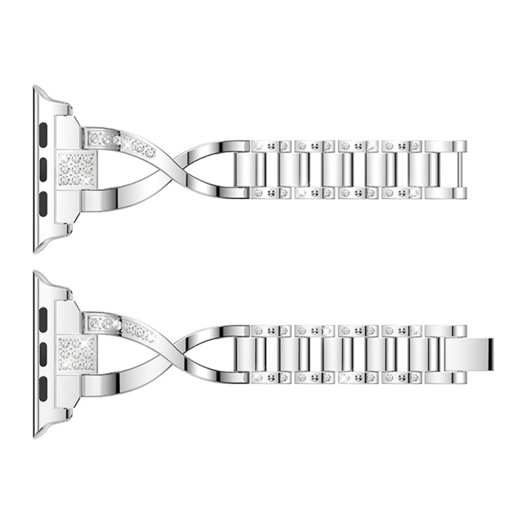 Frerndorf | X-förmig Diamantbesetztes Massiv Edelstahl Armband Uhr Band für Apple Watch Series 3 & 2 & 1 42mm (Silber)
