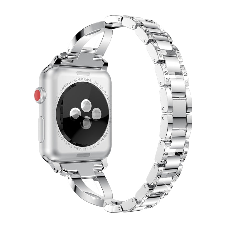 Frerndorf | X-förmig Diamantbesetztes Massiv Edelstahl Armband Uhr Band für Apple Watch Series 3 & 2 & 1 42mm (Silber)