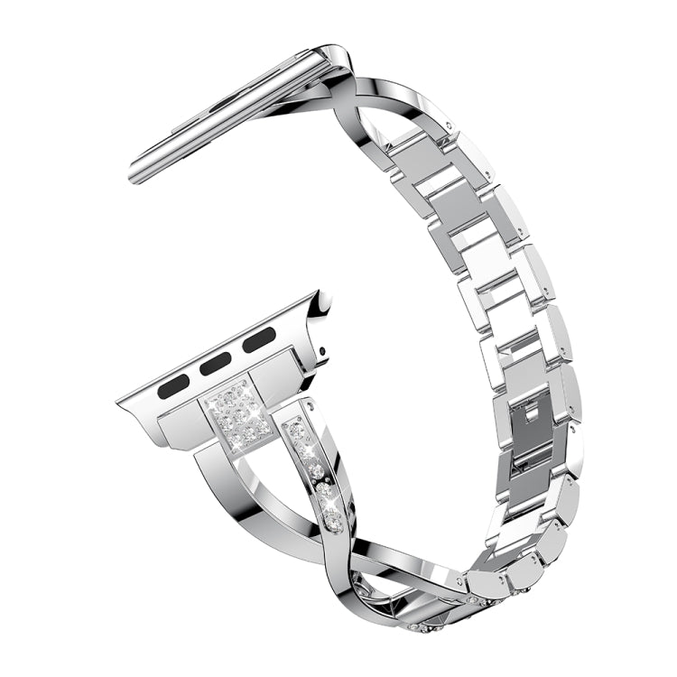 Frerndorf | X-förmig Diamantbesetztes Massiv Edelstahl Armband Uhr Band für Apple Watch Series 3 & 2 & 1 42mm (Silber)