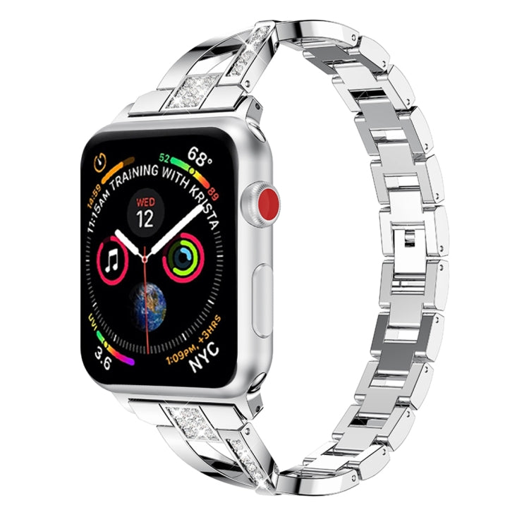 Frerndorf | X-förmig Diamantbesetztes Massiv Edelstahl Armband Uhr Band für Apple Watch Series 3 & 2 & 1 42mm (Silber)