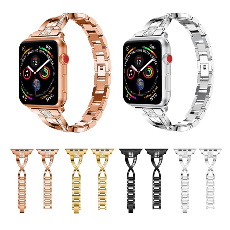 Frerndorf | X-förmig Diamantbesetztes Massiv Edelstahl Armband Uhr Band für Apple Watch Series 3 & 2 & 1 42mm (Silber)