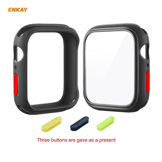 Frendorf | ENKAY Hat-prince Vollschutz TPU Hülle + Gehärtetem Glas Schutz für Apple Watch Series 6 / 5 / 4 / SE 44mm (Schwarz)
