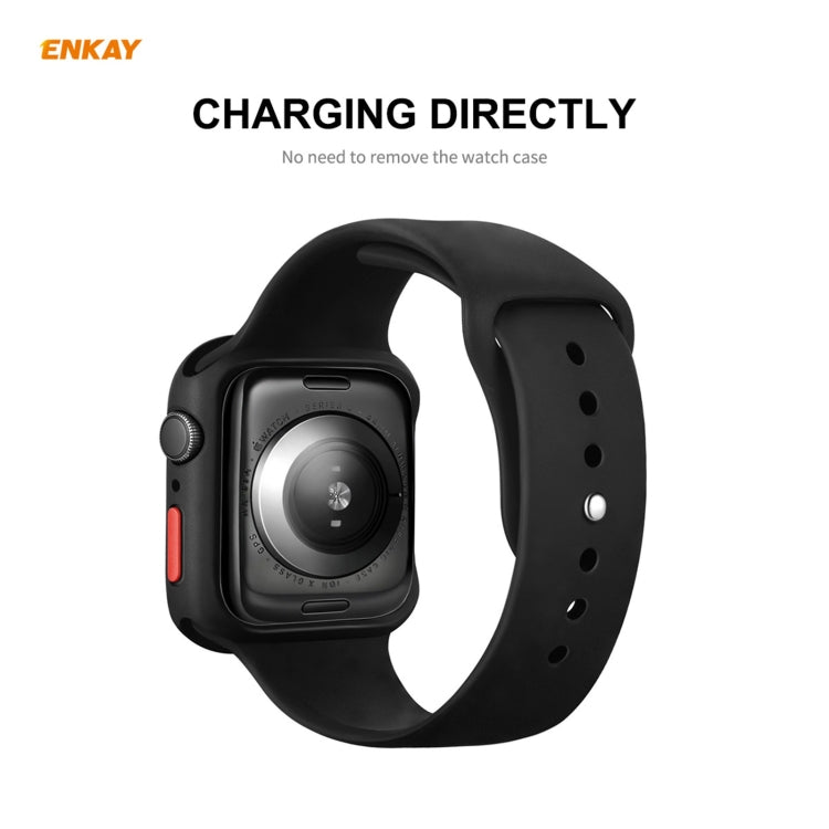 Frendorf | ENKAY Hat-prince Vollschutz TPU Hülle + Gehärtetem Glas Schutz für Apple Watch Series 6 / 5 / 4 / SE 44mm (Schwarz)