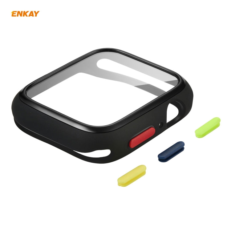 Frendorf | ENKAY Hat-prince Vollständige Abdeckung TPU-Hülle + Gehärtete Glas Schutz für Apple Watch Series 6 / 5 / 4 / SE 40mm (Schwarz)