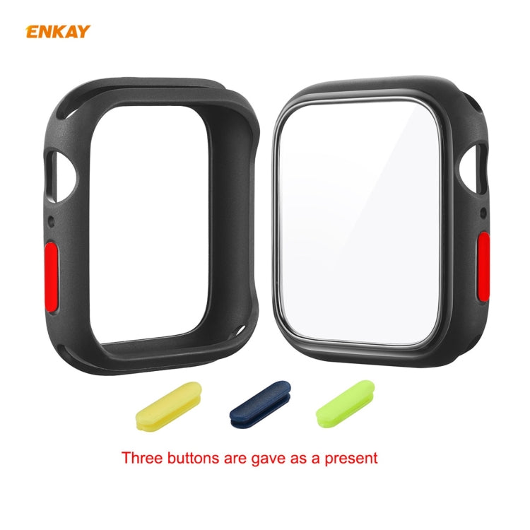 Frendorf | ENKAY Hat-prince Vollständige Abdeckung TPU-Hülle + Gehärtete Glas Schutz für Apple Watch Series 6 / 5 / 4 / SE 40mm (Schwarz)
