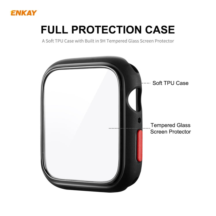 Frendorf | ENKAY Hat-prince Vollständige Abdeckung TPU-Hülle + Gehärtete Glas Schutz für Apple Watch Series 6 / 5 / 4 / SE 40mm (Schwarz)