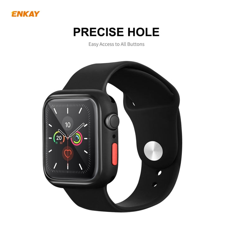 Frendorf | ENKAY Hat-prince Vollständige Abdeckung TPU-Hülle + Gehärtete Glas Schutz für Apple Watch Series 6 / 5 / 4 / SE 40mm (Schwarz)