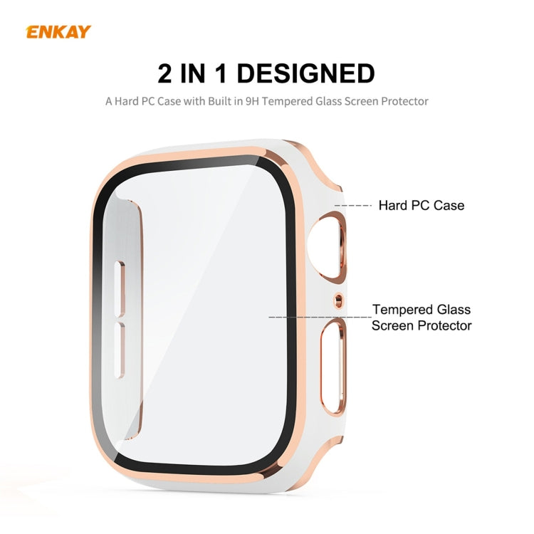 Frendorf | ENKAY Hat-Prince Vollschutz elektroplattierte PC-Hülle + Gehärtetes Glas Schutz für Apple Watch Series 6 / 5 / 4 / SE 40mm (Schwarz+Silber)