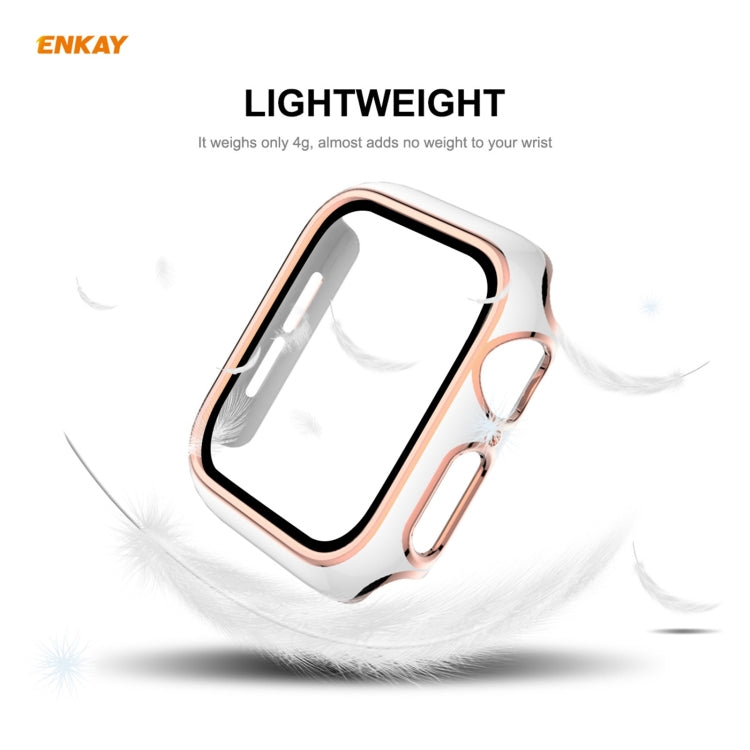 Frendorf | ENKAY Hat-Prince Vollschutz elektroplattierte PC-Hülle + Gehärtetes Glas Schutz für Apple Watch Series 6 / 5 / 4 / SE 40mm (Schwarz+Silber)