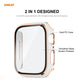 Frendorf | ENKAY Hat-Prince Vollbereich elektroplattiertes PC-Gehäuse + gehärteter Glasschutz für Apple Watch Series 6 / 5 / 4 / SE 44mm (Weiß+Silber)