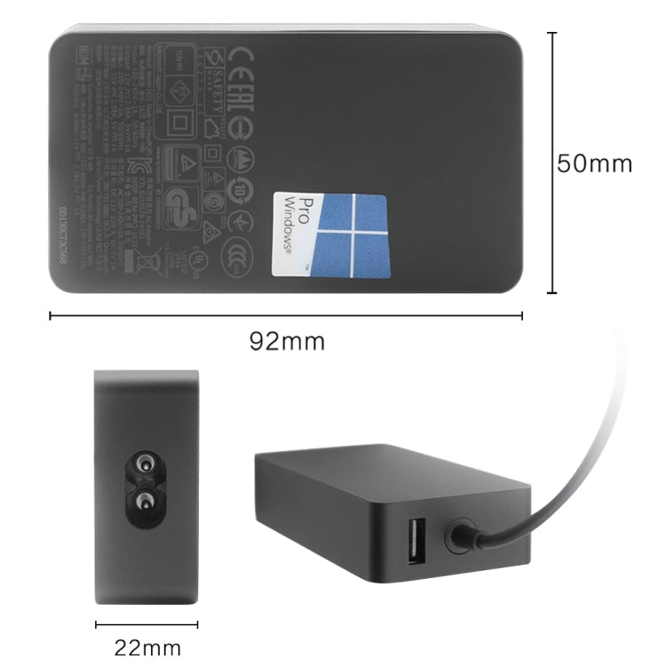 Frendorf | 36W 12V 2.58A / 5V 1A AC Adapter Ladegerät für Microsoft Surface Pro 3 / 4, US-Stecker