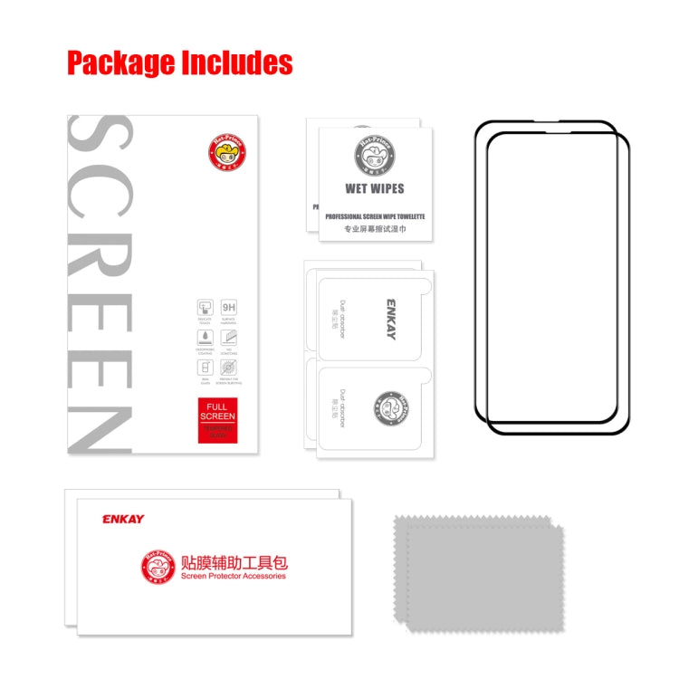 Frendorf | Für iPhone 13 mini 2 Stück ENKAY Hat-Prince Vollkleber Hartglas 6D Vollabdeckung Kratzschutz Protector