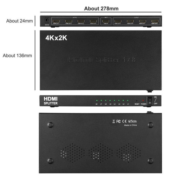 Frendorf | 1 x 8 4K x 2K 3840*2160/30HZ HDMI Splitter