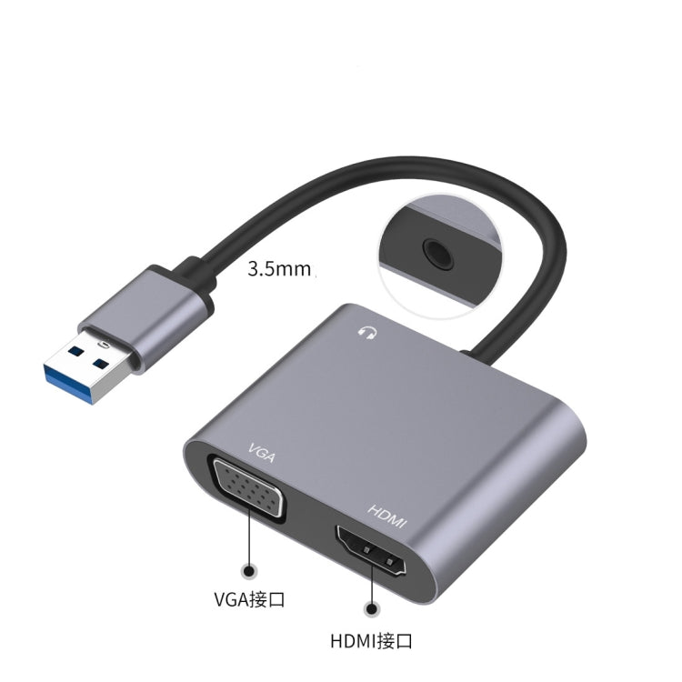 Frendorf | 3 in 1 USB zu HDMI / VGA / Audio HUB Adapter