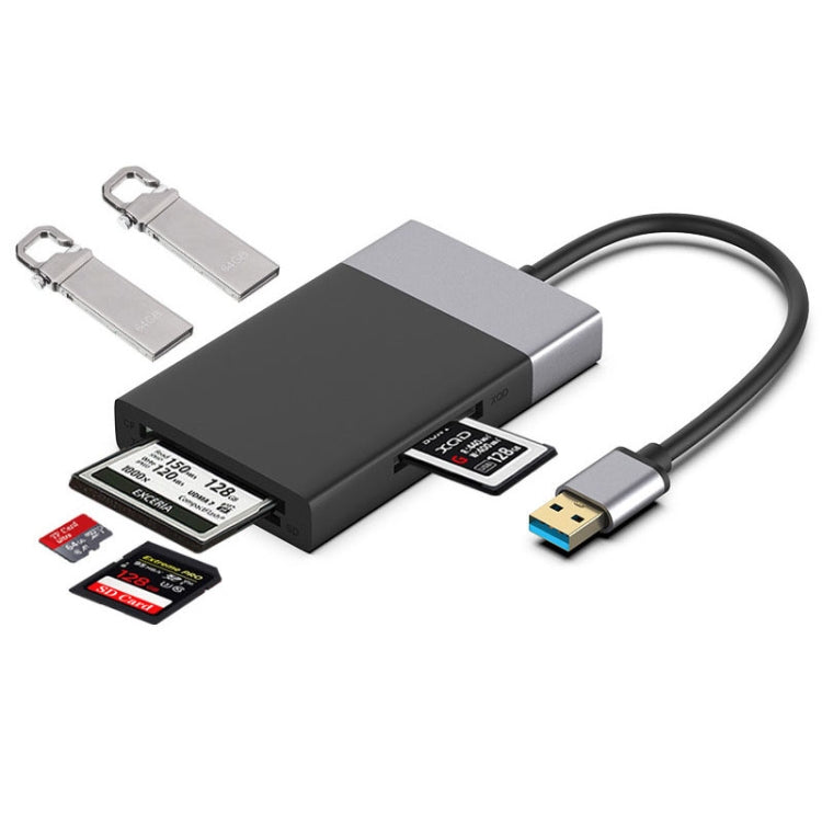 Frendorf | 6-in-1 USB 3.0 zu USB3.0 x 2+CF-Karte+TF-Karte+SD-Karte+XQD-Karte HUB-Adapter