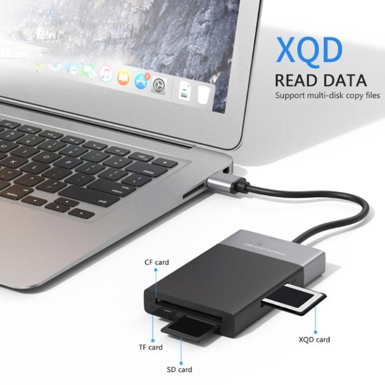 Frendorf | 6-in-1 USB 3.0 zu USB3.0 x 2+CF-Karte+TF-Karte+SD-Karte+XQD-Karte HUB-Adapter
