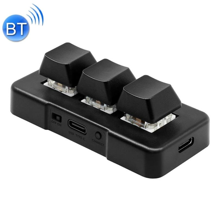 Frendorf | MK321BT Bluetooth 5.1 3 Tasten Anpassbare Tasten Spiel Büros PS Clip Makro Programmierung Tastatur (Schwarz)