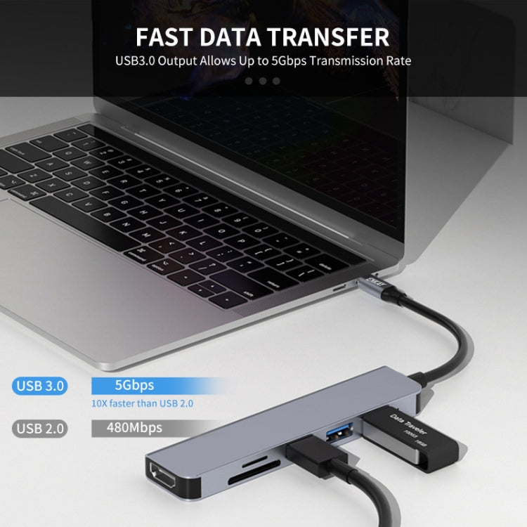 Frendorf | ENKAY Hat-Prince 6 in 1 Typ-C zu 4K HDMI Dockingstation Adapter USB-C Hub SD/TF Kartenleser