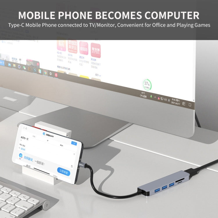 Frendorf | ENKAY Hat-Prince 6 in 1 Typ-C zu 4K HDMI Dockingstation Adapter USB-C Hub SD/TF Kartenleser